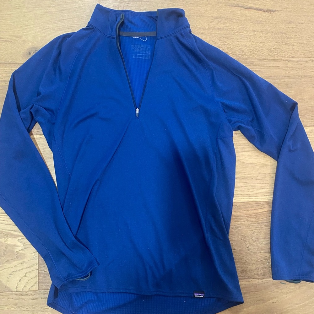 Patagonia Men's Deep Blue polartec Capilene Midweight Zip-Neck layer size M GUC